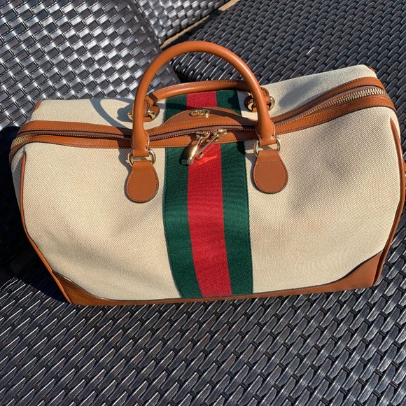 Gucci XL Travel Boston Bag w keys,lock strap,tag- Gorgeous! NEW W TAGS - Picture 7 of 15